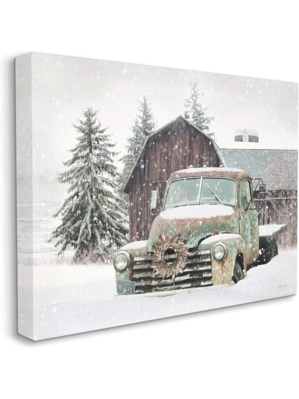 Rustic Winter Vintage Truck & Barn Canvas Wall Art | Cozy Farmhouse Decor